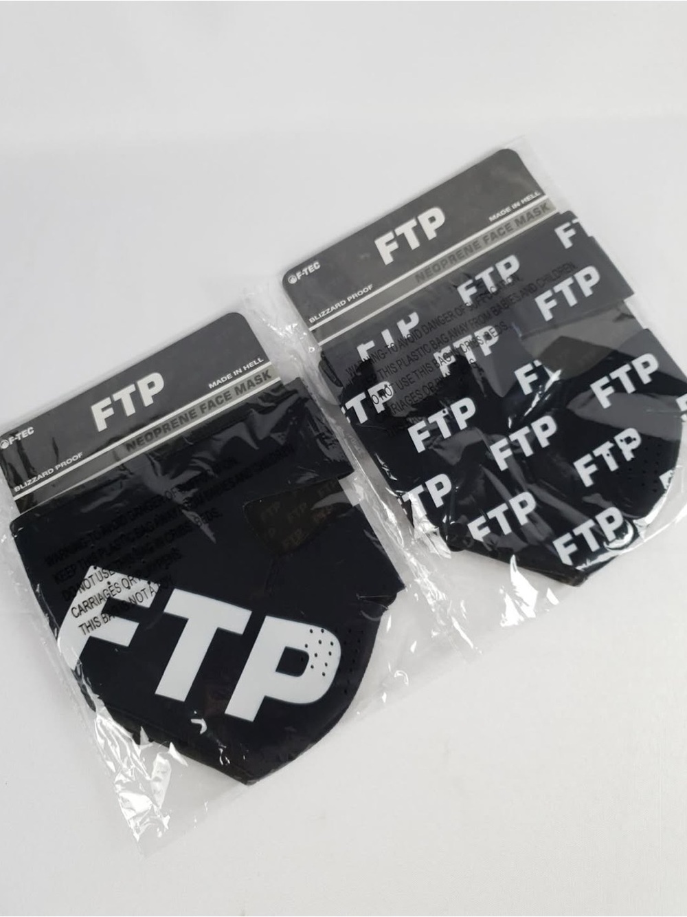 Set Of 2 FTP All Over & Logo Face Masks - Neoprene F-Tec Blizzard - Brand New - Picture 6 of 7